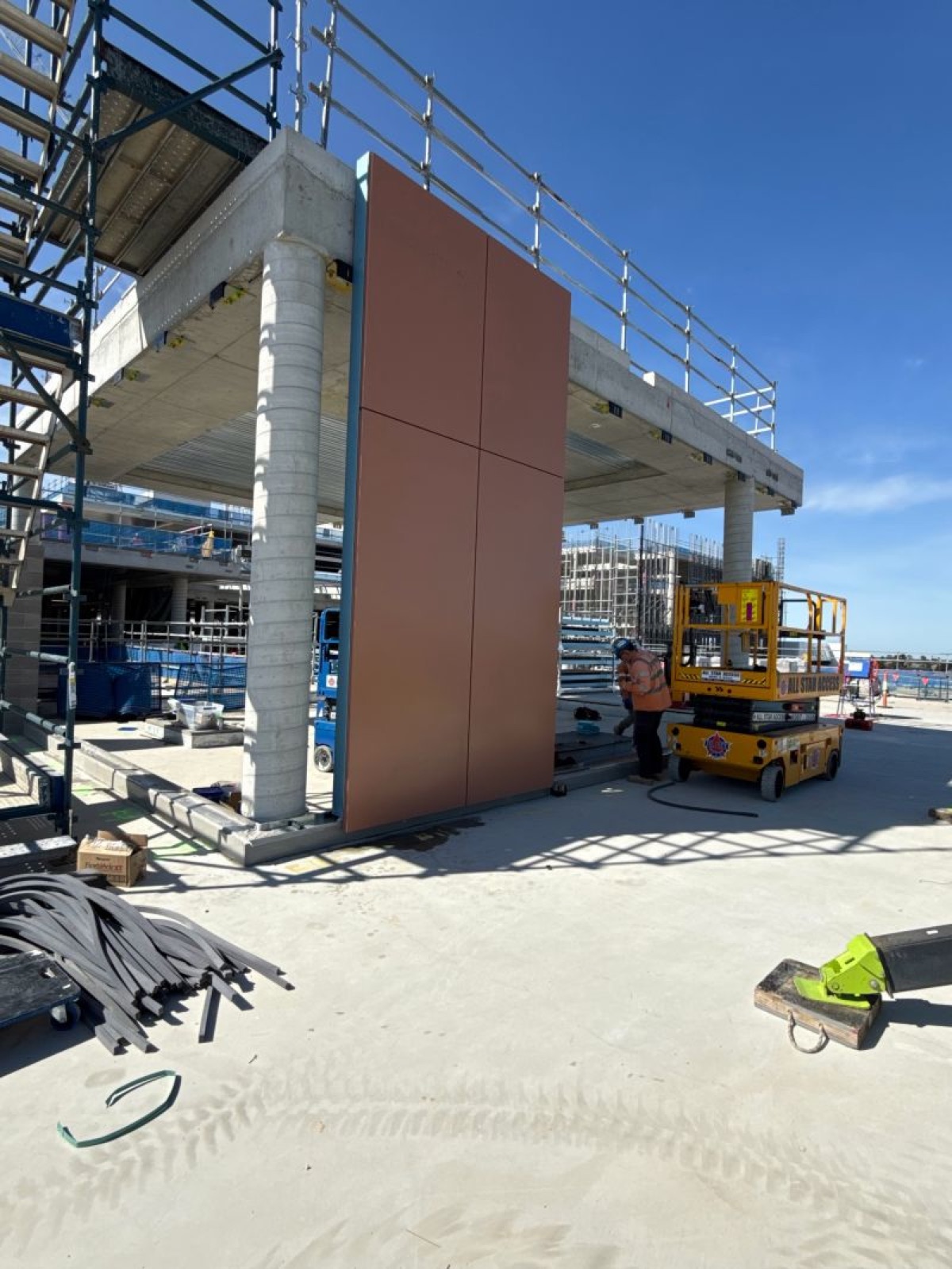 The first Proline modular facade panel installed at Melton Hospital